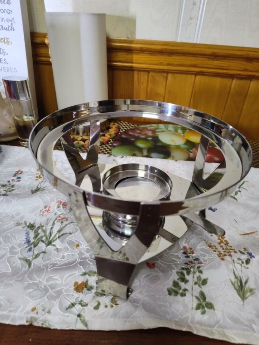 Princess House Heritage Buffet Server Base Stainless Steel 9-1/2" dia.